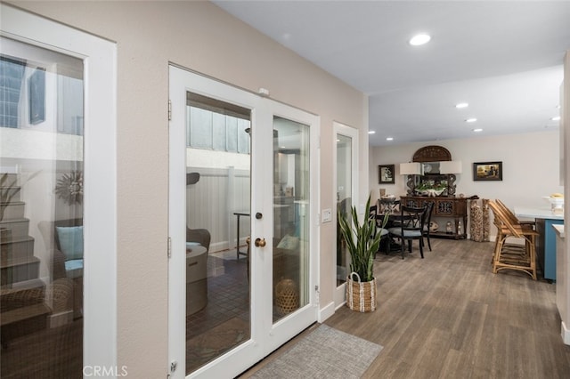 interior space featuring french doors and wood-type flooring