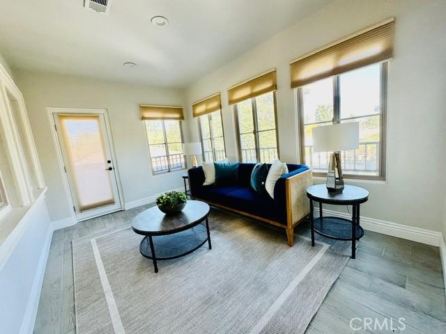 living room with light wood-type flooring