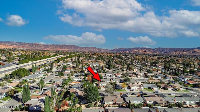 aerial view with a mountain view