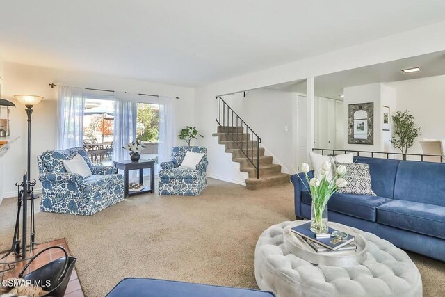 living room with carpet floors