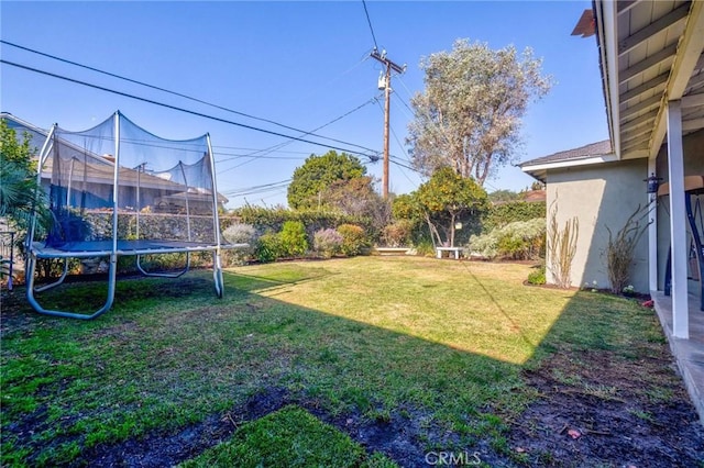 view of yard with a trampoline