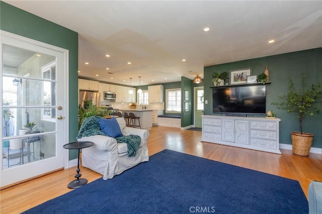 living room featuring light hardwood / wood-style floors