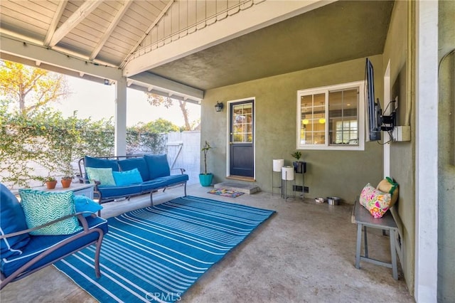 view of patio featuring an outdoor hangout area