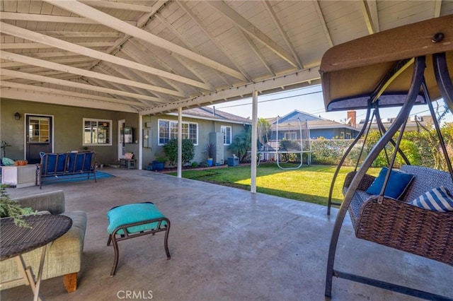 view of patio / terrace featuring a trampoline