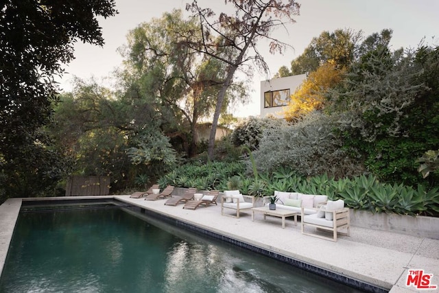 view of swimming pool with outdoor lounge area and a patio area