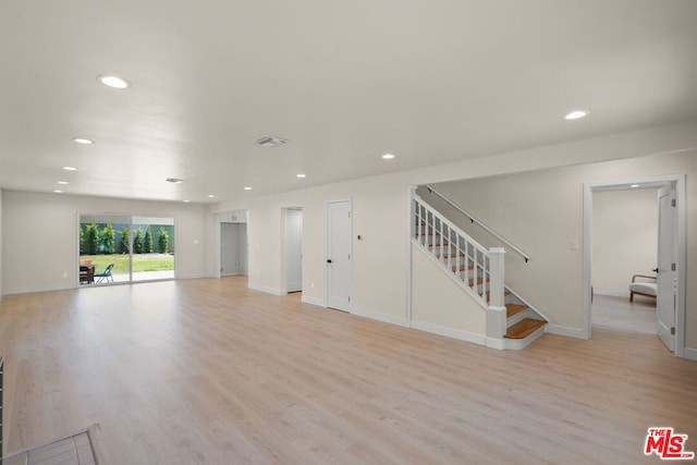 unfurnished living room with light hardwood / wood-style floors