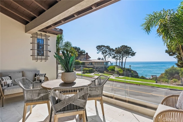 balcony with a water view