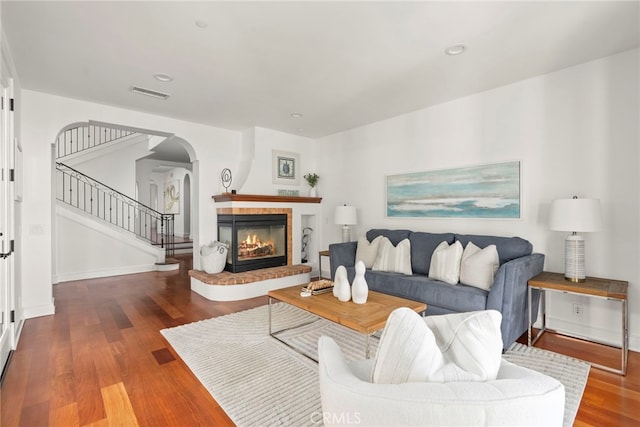 living room with hardwood / wood-style flooring