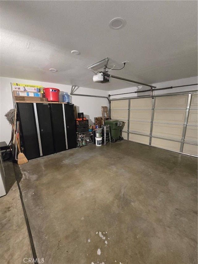 garage with a garage door opener