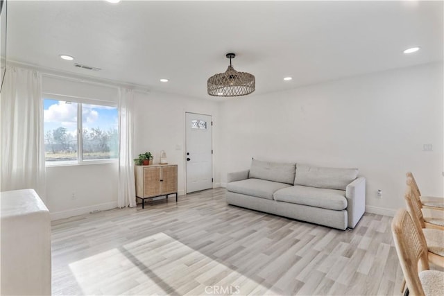 living room featuring light hardwood / wood-style floors