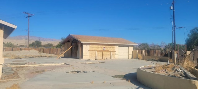 garage with a mountain view