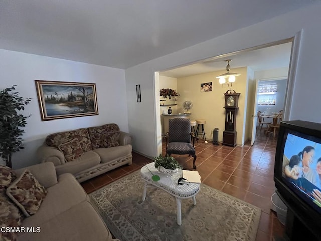 view of tiled living room