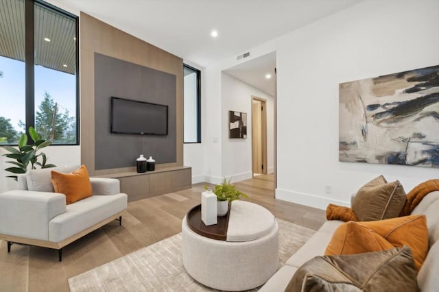 living room featuring light hardwood / wood-style floors