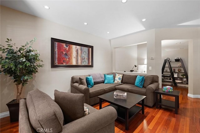 living room with hardwood / wood-style floors