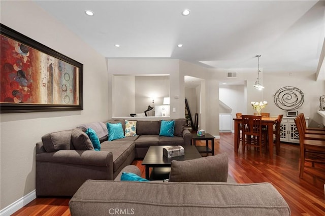 living room featuring wood-type flooring