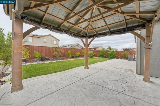 view of patio with a gazebo and central AC