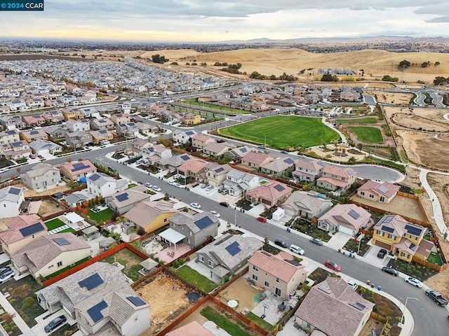 view of aerial view at dusk