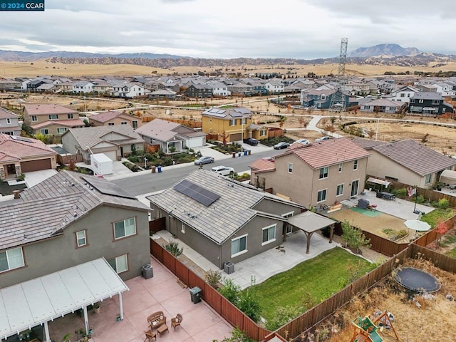 aerial view with a mountain view