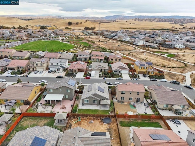 aerial view with a mountain view