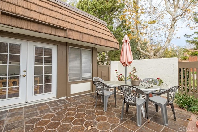 view of patio / terrace featuring french doors