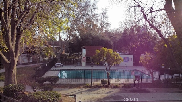 view of swimming pool with a patio