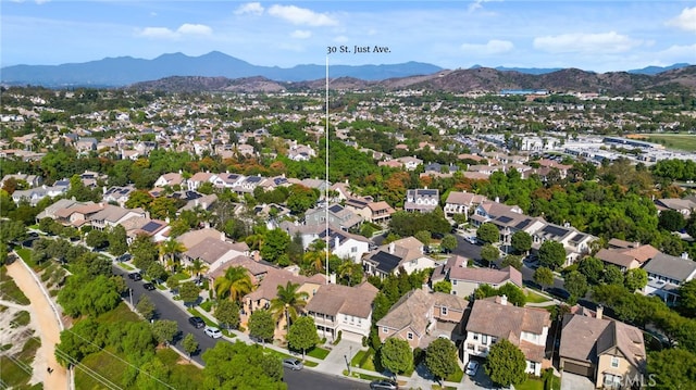 aerial view featuring a mountain view