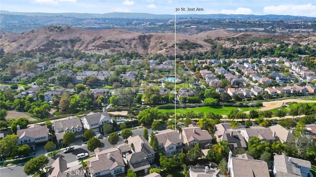 aerial view with a mountain view