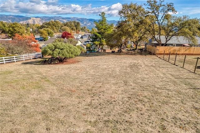 view of yard featuring a mountain view