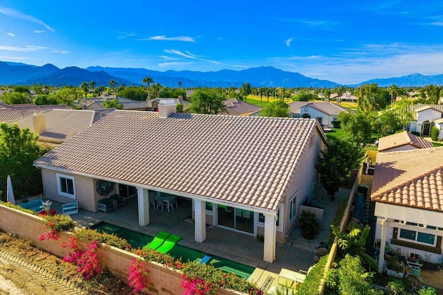 aerial view with a mountain view