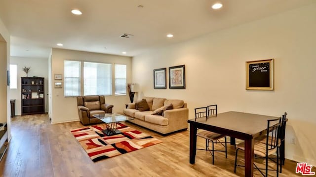 living room featuring light wood-type flooring