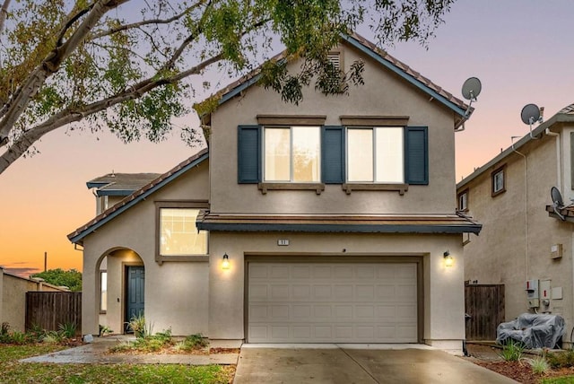 view of front of house with a garage