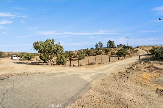 view of road featuring a rural view