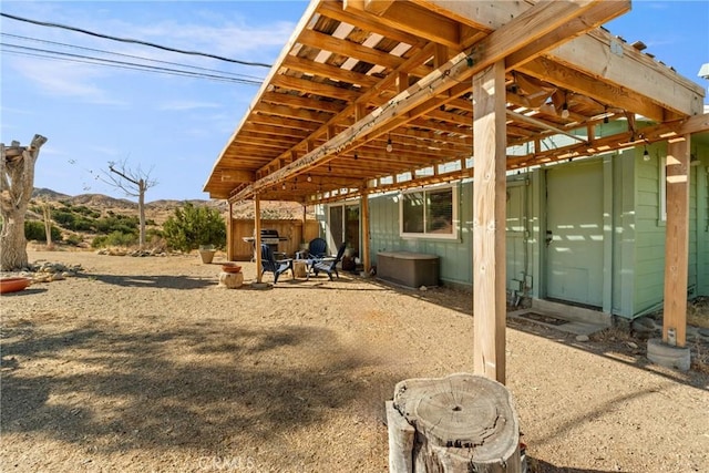 exterior space featuring a mountain view