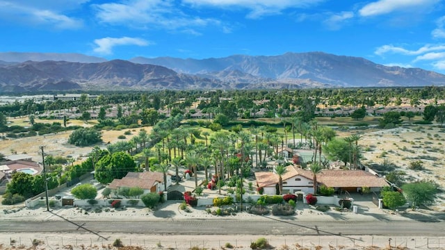 bird's eye view with a mountain view