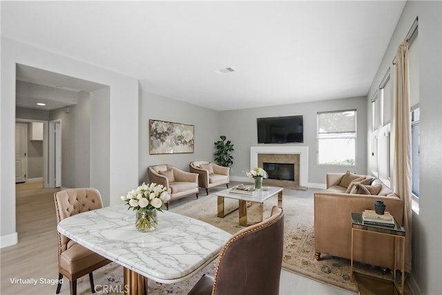 dining room featuring light hardwood / wood-style flooring