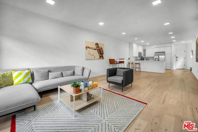 living room featuring light hardwood / wood-style flooring