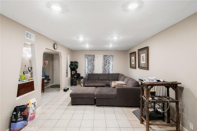 view of tiled living room