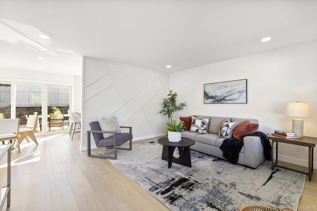 living room featuring light wood-type flooring