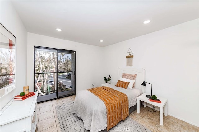 tiled bedroom with access to exterior