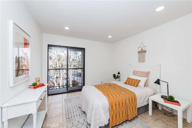 bedroom featuring light tile patterned floors