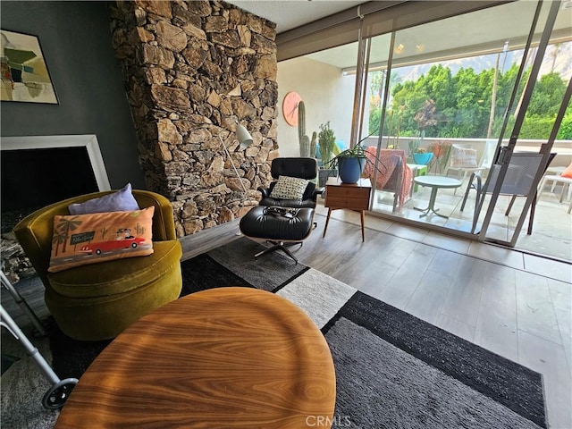 living room with hardwood / wood-style flooring