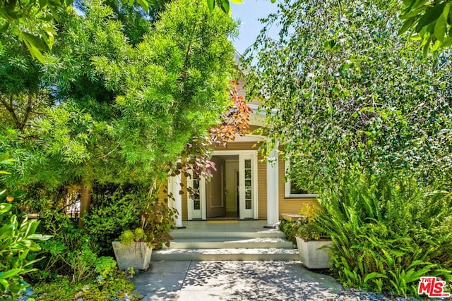 property entrance featuring covered porch