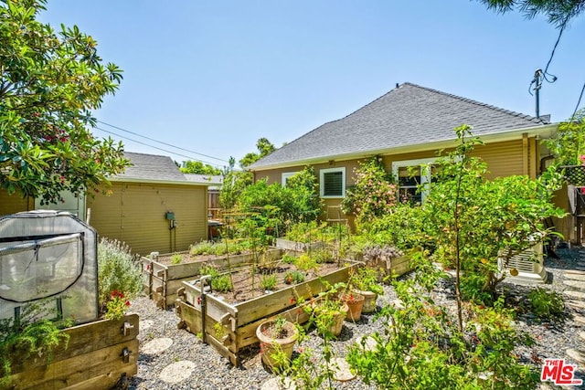 view of yard with a storage unit