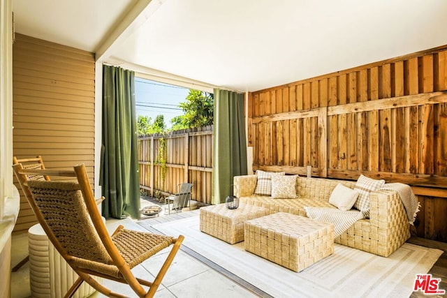 interior space with wood walls