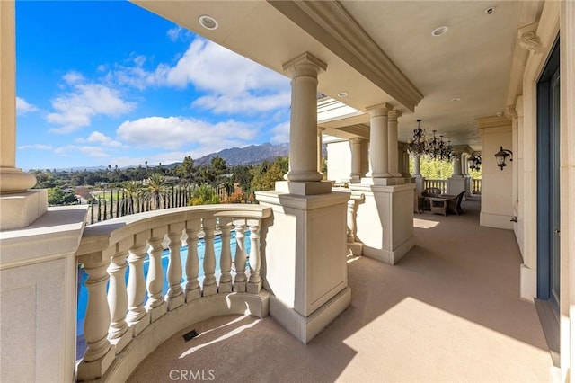 balcony with a mountain view