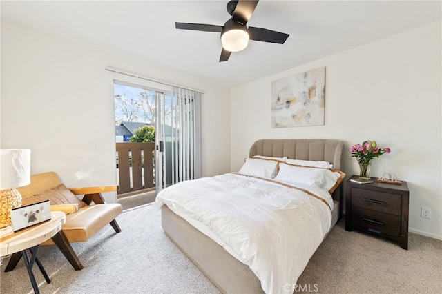 81 Smokestone Unit 12, Irvine, CA 92614 - bedroom featuring carpet, access to exterior, baseboards, and ceiling fan