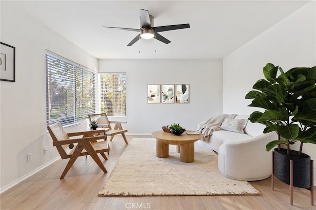 81 Smokestone Unit 12, Irvine, CA 92614 - living area with a ceiling fan, light wood finished floors, and baseboards