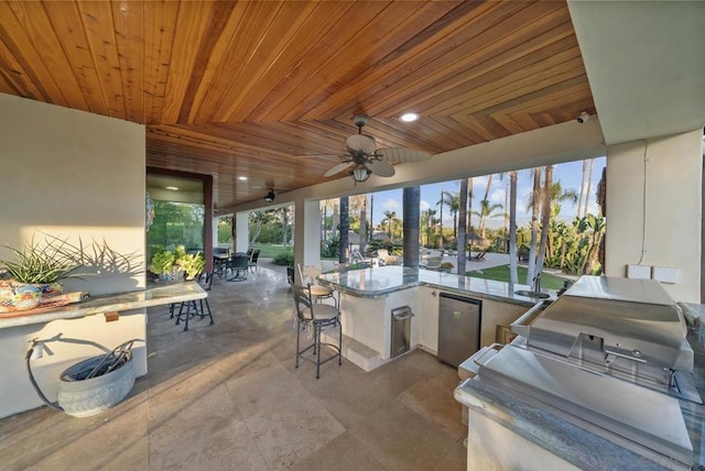 view of patio / terrace featuring ceiling fan and area for grilling