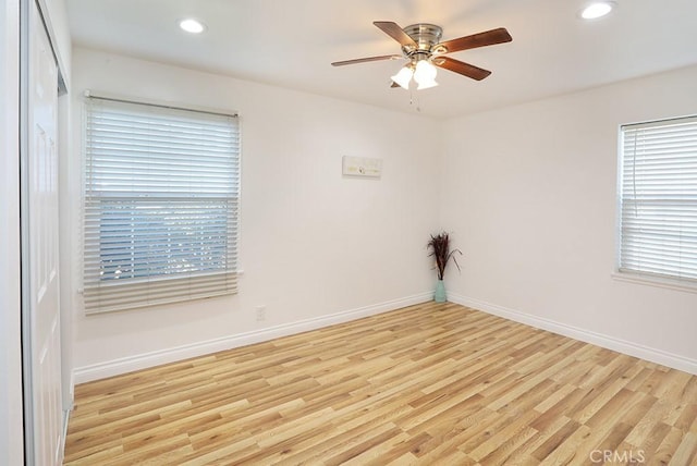 8121 San Mateo Cir, Buena Park, CA 90620 - unfurnished room with ceiling fan, light wood finished floors, baseboards, healthy amount of natural light, and recessed lighting