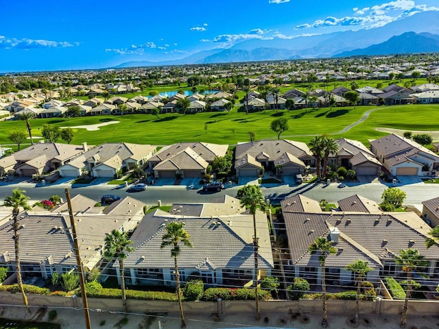 drone / aerial view featuring a mountain view